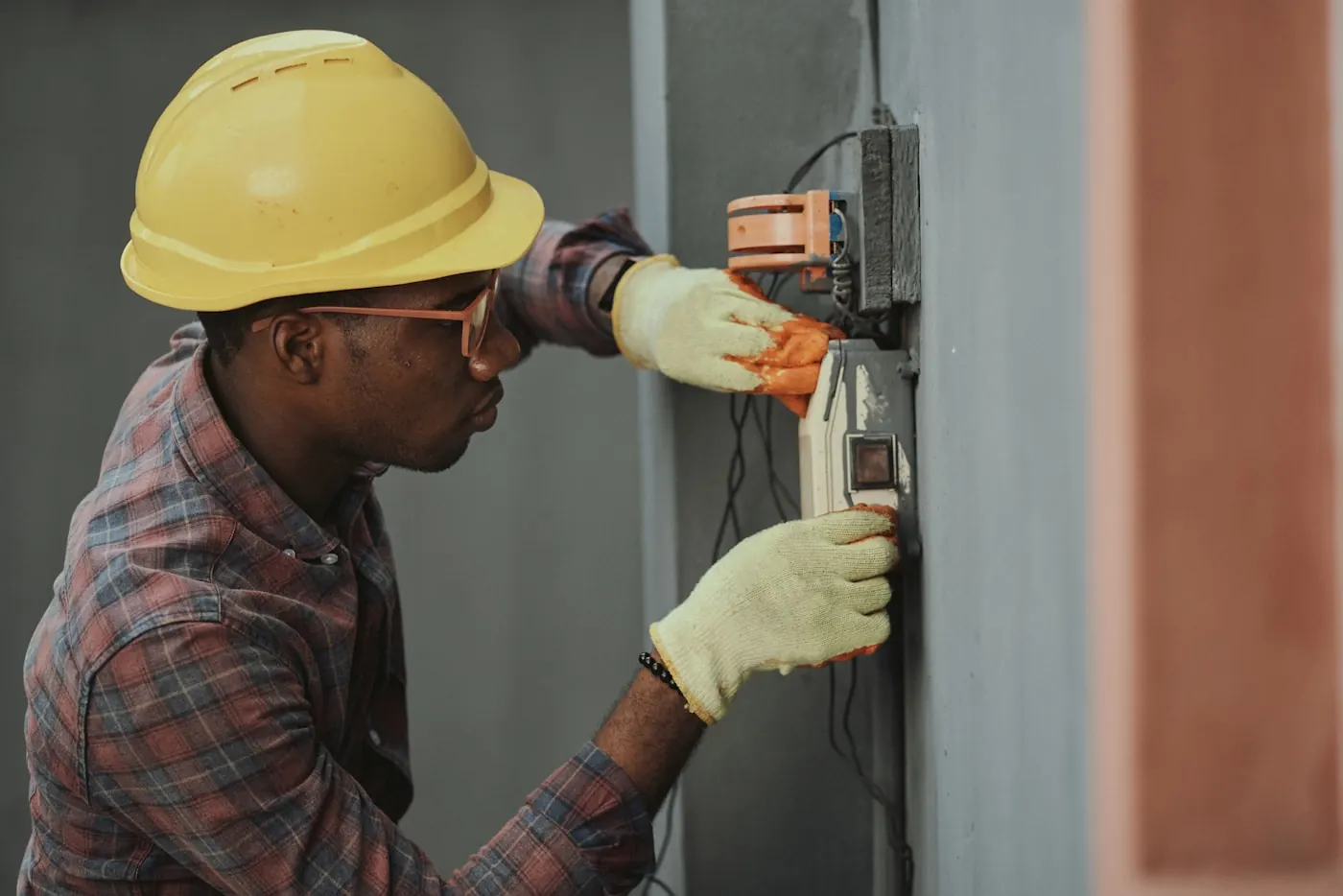 Technician performing detailed interior repair work
